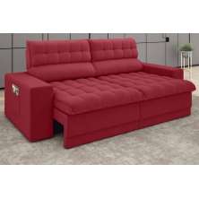 Sofá Omega 2,00m Assento Retrátil e Reclinável Velosuede Vermelho - NETSOFAS