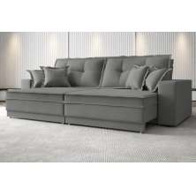 Sofá Palermo 2,20m Retrátil e Reclinável Velosuede Grafite - NETSOFAS