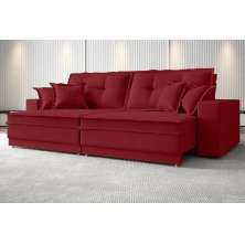 Sofá Palermo 2,80m Assento Retrátil e Reclinável Velosuede Vermelho - NETSOFAS