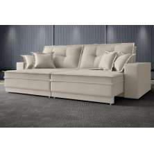 Sofá Palermo 2,80m Retrátil e Reclinável Velosuede Areia - NETSOFAS 