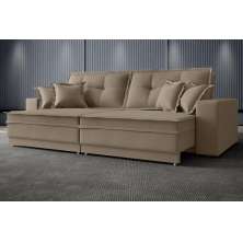 Sofá Palermo 2,80m Retrátil e Reclinável Velosuede Capuccino - NETSOFAS