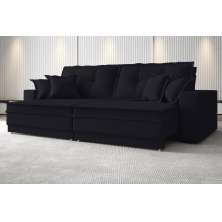 Sofá Palermo 2,80m Retrátil e Reclinável Velosuede Preto - NETSOFAS 