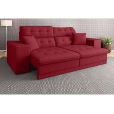 Sofá Pegasus 2,30m Assento Retrátil e Reclinável Velosuede Vermelho - NETSOFAS