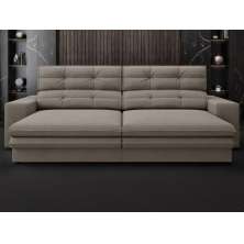 Sofá Pegasus 2,50m Assento Retrátil e Reclinável Velosuede Bege - NETSOFAS