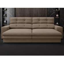 Sofá Pegasus 2,50m Assento Retrátil e Reclinável Velosuede Capucinno - NETSOFAS
