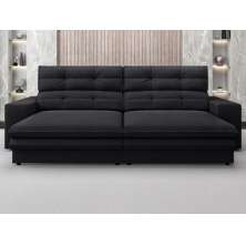 Sofá Pegasus 2,50m Assento Retrátil e Reclinável Velosuede Preto - NETSOFAS