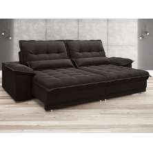Sofa Bergamo 2,50m Assento Retratil e Reclinavel Velosuede Chocolate - NETSOFAS