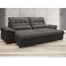 Sofa Bergamo 2,50m Assento Retratil e Reclinavel Velosuede Cinza - NETSOFAS