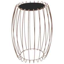 Mesa Apoio Lateral 43 cm Tampo Vidro Preto Base Metal Cobre Nacc