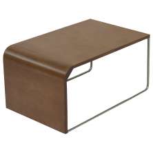 Mesa De Centro Baixa Madeira Pinhao Base Metal Niquel Nacc