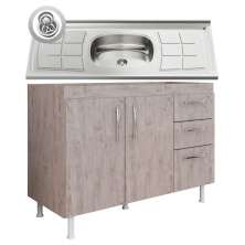 Balcão Gabinete Pia Inox 120cm Nathan 2 Portas Rústico - Nathy Móveis