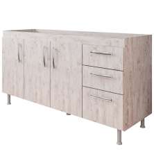 Balcão Gabinete de Pia sem Tampo 160cm Nathan 3 Portas Rústico - Nathy Móveis