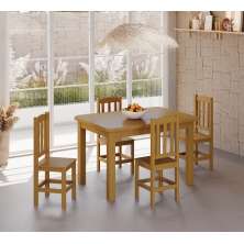 Conjunto Mesa De Madeira Mel Maciça 120x88 + 4 Cadeiras Sfa