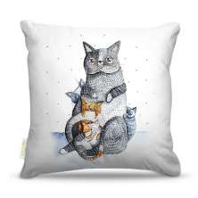 Almofada 45 x 45cm  Nerderia e Lojaria gatos gordos surreais colorido
