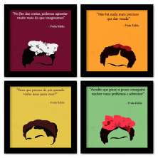 COMBO DE QUADROS 23X23cm (4 UNIDADES) FRIDA FRASES