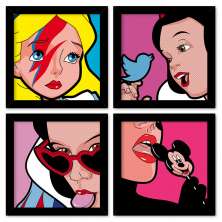 COMBO DE QUADROS 23X23cm (4 UNIDADES) GAROTAS POP ART