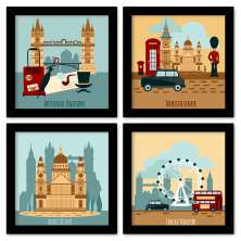 COMBO DE QUADROS 23X23cm (4 UNIDADES) LONDON