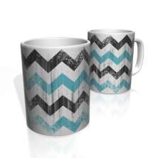 Caneca De Porcelana Nerderia e Lojaria LINHA ZIGZAG PRETA AZUL colorido