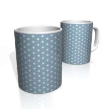 Caneca De Porcelana Nerderia e Lojaria azul com bolinhas brancas colorido