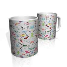 Caneca De Porcelana Nerderia e Lojaria birds colorido