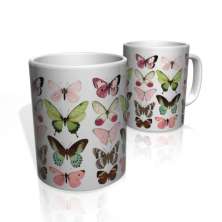 Caneca De Porcelana Nerderia e Lojaria butterflys colorido