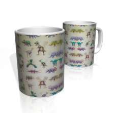 Caneca De Porcelana Nerderia e Lojaria dinossauros colorido
