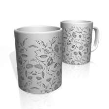 Caneca De Porcelana Nerderia e Lojaria folhas linha colorido