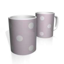 Caneca De Porcelana Nerderia e Lojaria lilas bolas brancas colorido