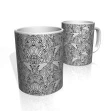 Caneca De Porcelana Nerderia e Lojaria linhas abstrato colorido