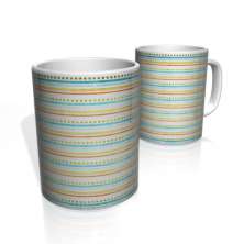 Caneca De Porcelana Nerderia e Lojaria linhas amarelo azul colorido