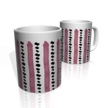Caneca De Porcelana Nerderia e Lojaria linhas rosa preto colorido