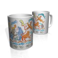 Caneca De Porcelana Nerderia e Lojaria reino animal 3 colorido