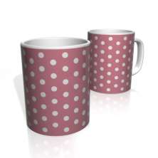 Caneca De Porcelana Nerderia e Lojaria rosa bolinhas brancas 3 colorido