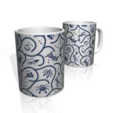 Caneca De Porcelana Nerderia e Lojaria seres marinhos colorido