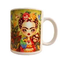 Caneca decorativa Nerderia e Lojaria frida animais colorido