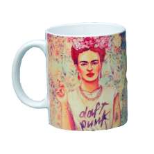 Caneca decorativa Nerderia e Lojaria frida punk colorido