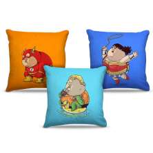 Combo de almofadas 40 x 40 cm (3und.) Nerderia e Lojaria herois gordos 03 colorido