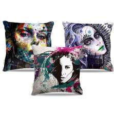 Combo de almofadas 40 x 40 cm (3und.) Nerderia e Lojaria mulher surreal colorido