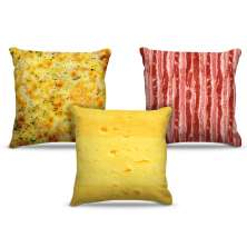 Combo de almofadas 40 x 40 cm (3und.) Nerderia e Lojaria pizza queijo bacon colorido