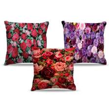 Combo de almofadas 45 x 45 cm (3und.) Nerderia e Lojaria floral 01 colorido