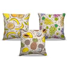 Combo de almofadas 45 x 45 cm (3und.) Nerderia e Lojaria frutas colorido