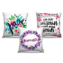 Combo de almofadas 45 x 45 cm (3und.) Nerderia e Lojaria good vibes colorido