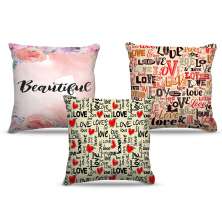 Combo de almofadas 45 x 45 cm (3und.) Nerderia e Lojaria love colorido