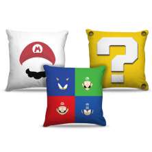 Combo de almofadas 45 x 45 cm (3und.) Nerderia e Lojaria mario 01 colorido