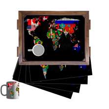 Kit Bandeja Com 2 Canecas E 4 Jogos Americano