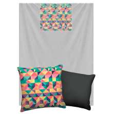 Manta Que Vira Almofada Com Travesseirinho Nerderia e Lojaria triangulo geometrico colorido