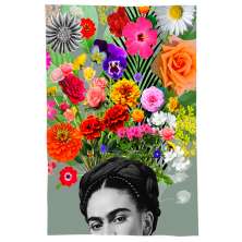 Pano De Prato Descorativo Nerderia e Lojaria frida floral colorido