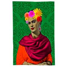 Pano De Prato Descorativo Nerderia e Lojaria frida flores verde colorido