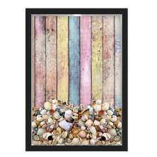 QUADRO CAIXA 33X43  PORTA CONCHAS NERDERIA E LOJARIA conchas madeira arcoiris preto