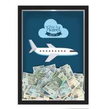 QUADRO CAIXA COFRE 33x43 cm NERDERIA E LOJARIA viagens dare to travel preto